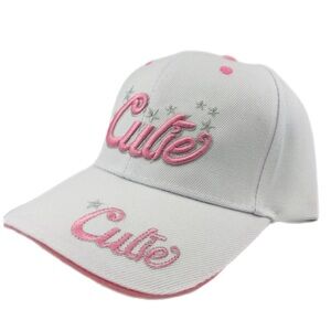 White and Pink Embroidered Cutie Cap